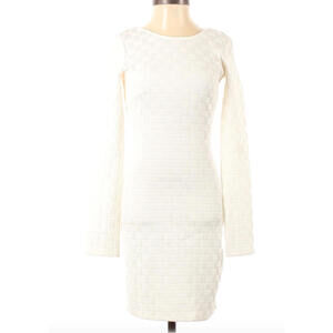 TOPSHOP White Basketweave Scoop Back Long Sleeve Pull-on Dress Women's Size 2